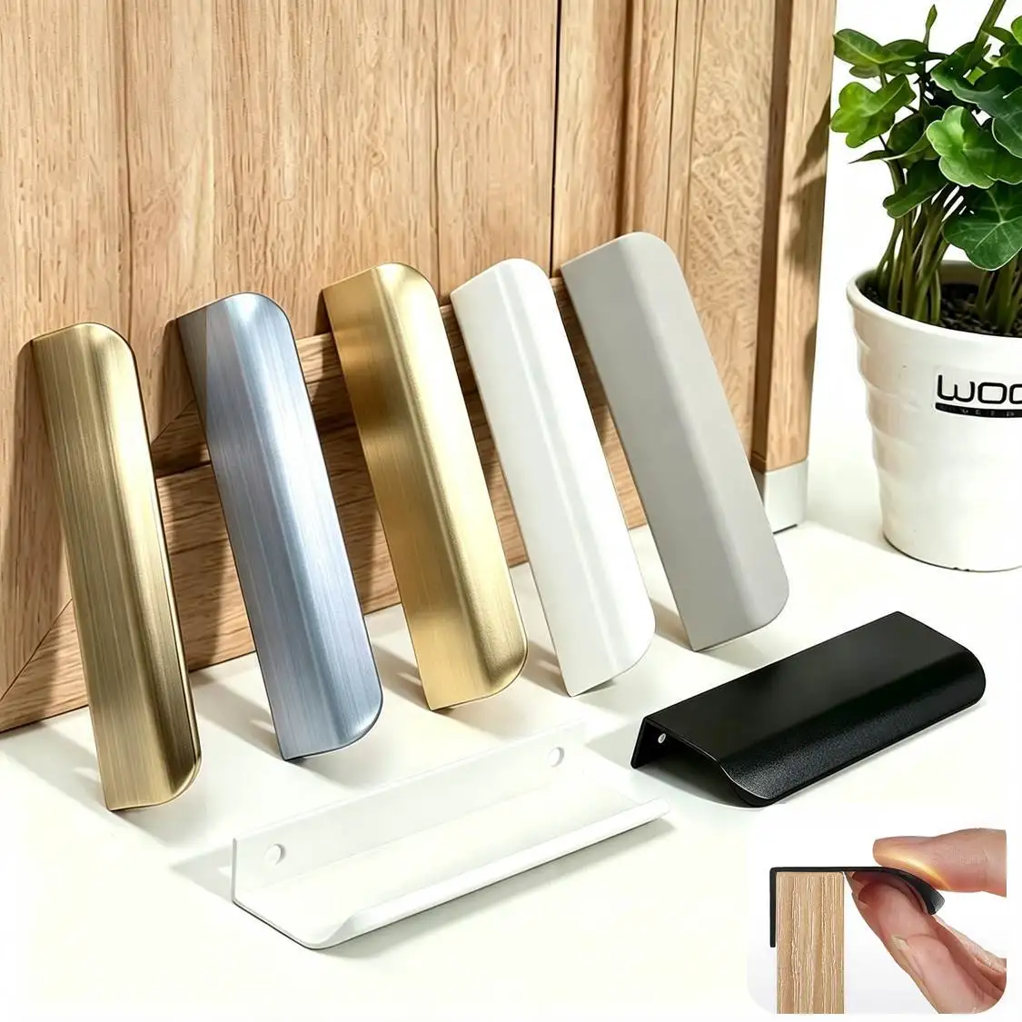 Hidden Aluminum Cabinet Pulls Curved Edge Wrapped Invisible Handles Wardrobe Drawer 80-1200mm Light Luxury Furniture Hardware