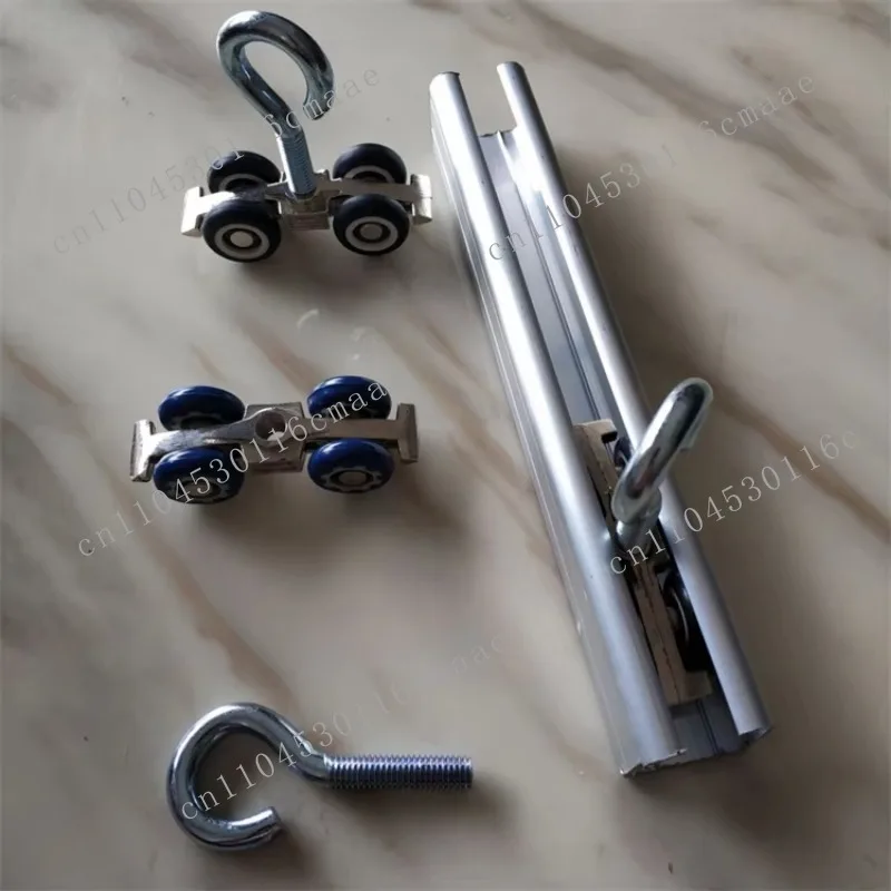 Silent folding curtain guide rail hanging wheel 3 * 7 cm four-wheel sliding door curtain pulley with hook