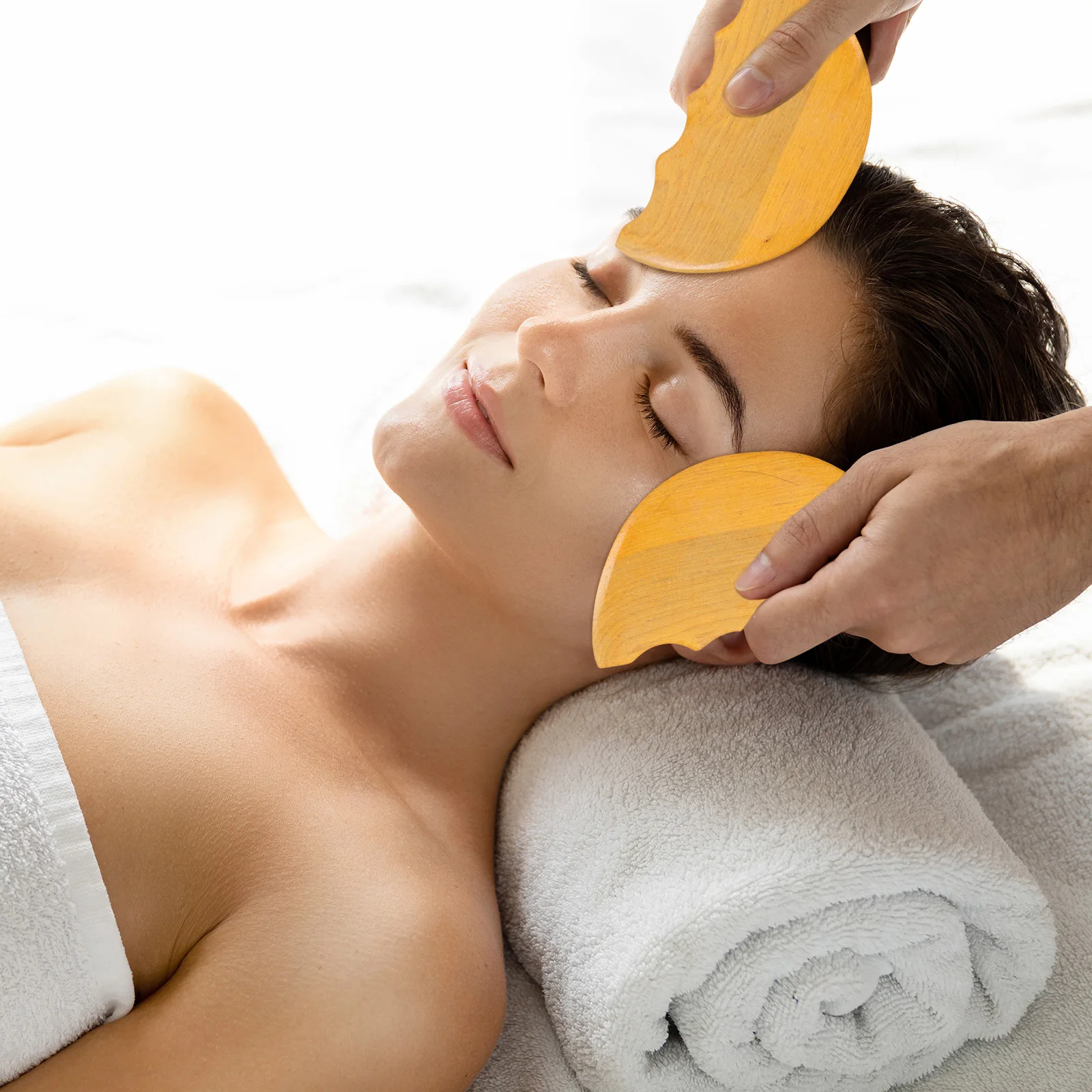 

2Pcs Fragrant Wood Massage Tool Brown Guasha Scraper Board for Face Neck Body Muscle Massaging Accessories