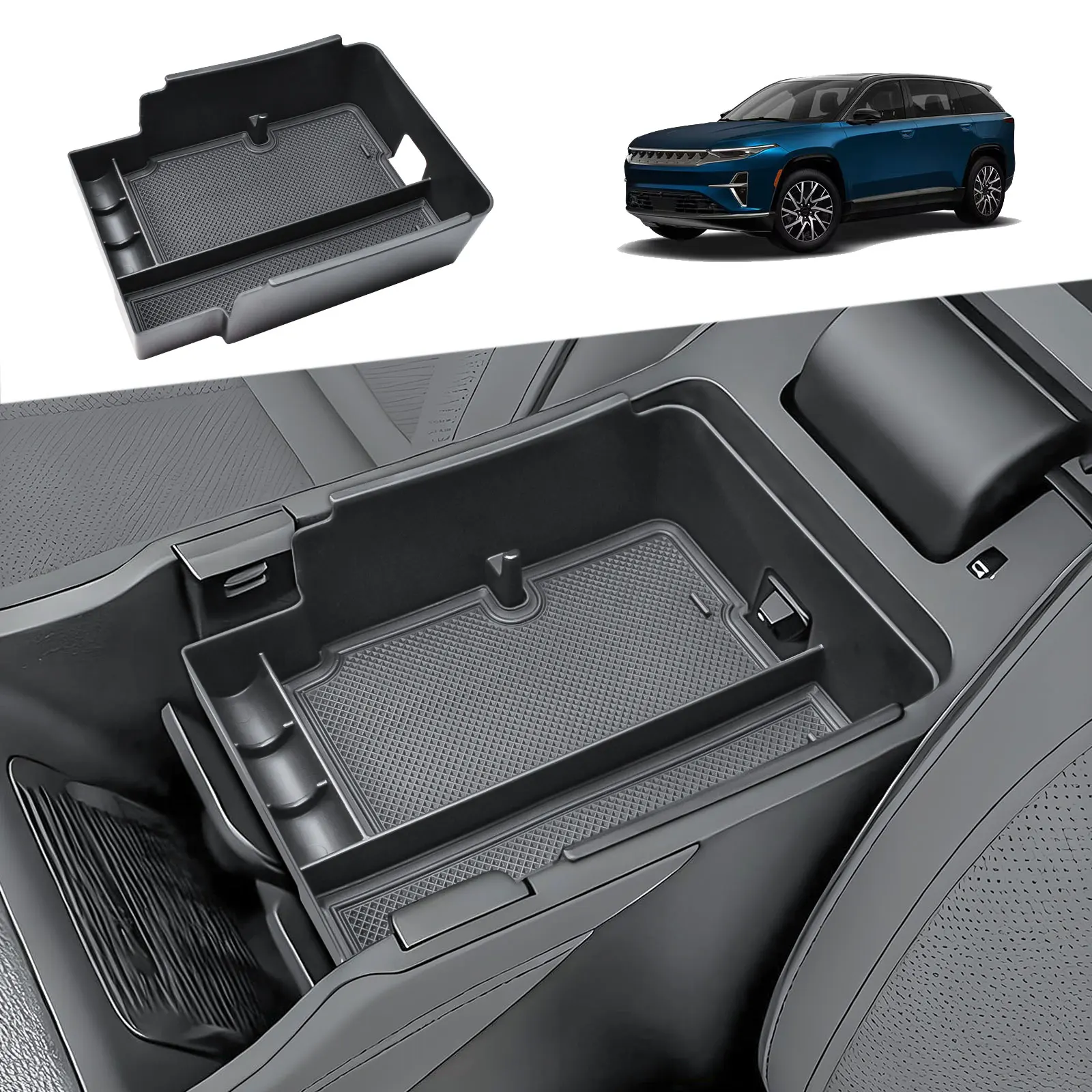 

Center Console Organizer Tray for 2024-2025 Jeep Wagoneer S Interior Secondary Phone Holder Car Armrest Storage Box Accessories