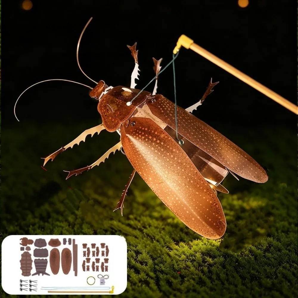 DIY Handmade Insect Paper Lantern Cicada Funny LED Lantern Material Kit Luminous Chinese Style Cockroach Handheld Lantern