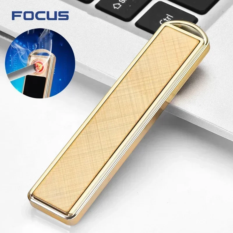 New USB Plasma Lighter Windproof Smooth Mirror Lighter Smoker Zinc Alloy Type-C Rechargeable Quality Gift Cigarette Accessories