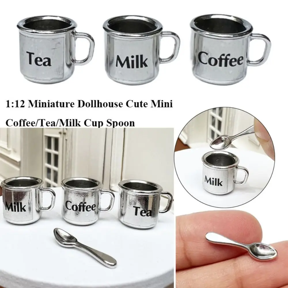 New Cute Coffee/Tea/Milk Cup Mini 4 Styles Cup with Spoon Miniature Dollhouse 1:12 Dollhouse Decoration/for BJD Blyth Doll