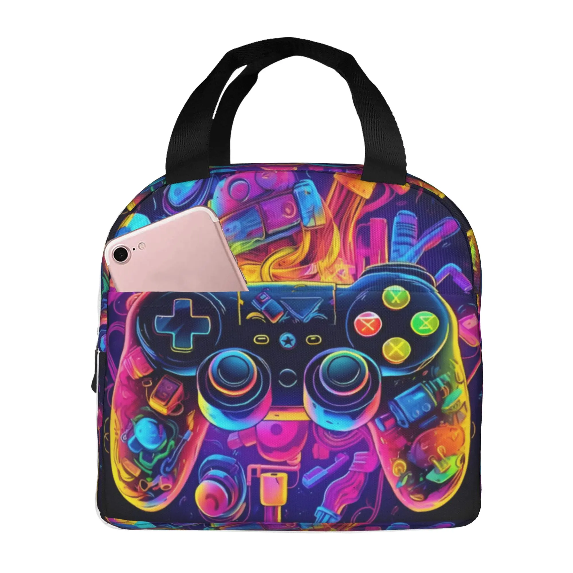 Game Controller Lunch Bag Women Fashionable Pattern Cooler Thermal Insulated Lunch Box for School
