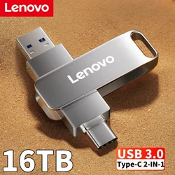 Lenovo-Clé USB 3.0 en métal haute vitesse, clé USB étanche de type C, 16 To, 2 To, 512 Go, adaptée aux reviede stockage d'ordinateur