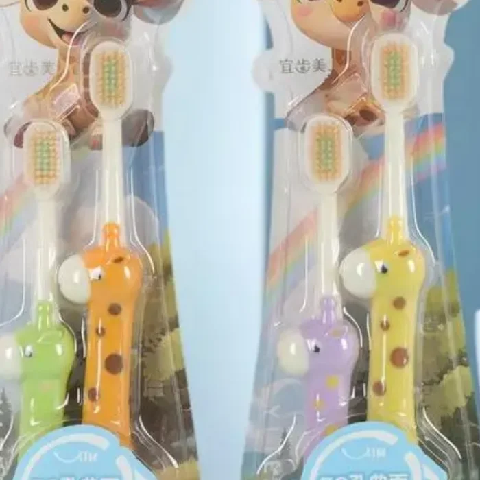 

2 Pcs Soft Bristles Kids Toothbrushes Giraffe Shaped Child Cartoon Toothbrush For Kids 3-6-12