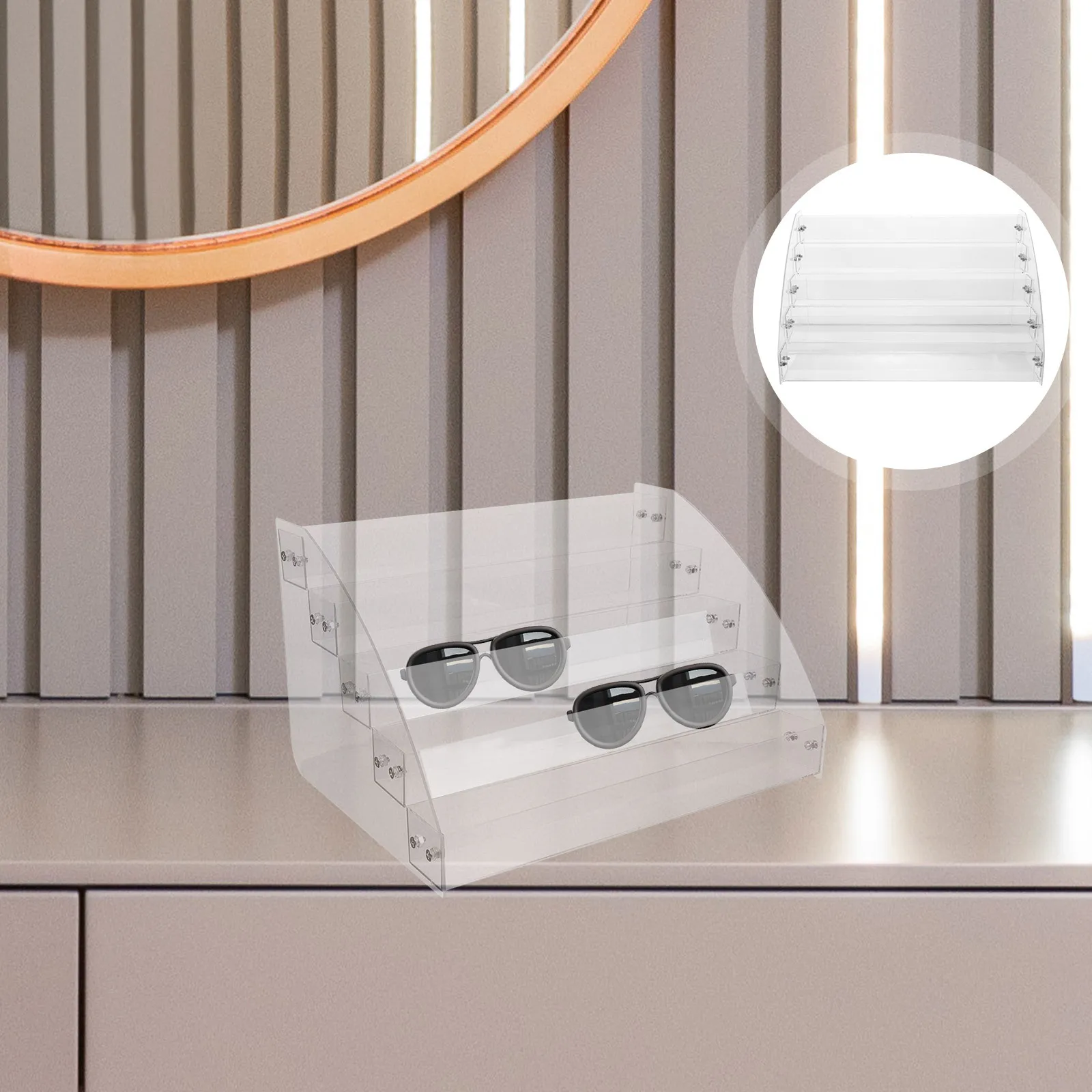 

5-Tier Eyewear Display Rack Clear Plastic Sunglasses Holder Organizer Stand Desktop Glasses Storage Sunglass Organizer