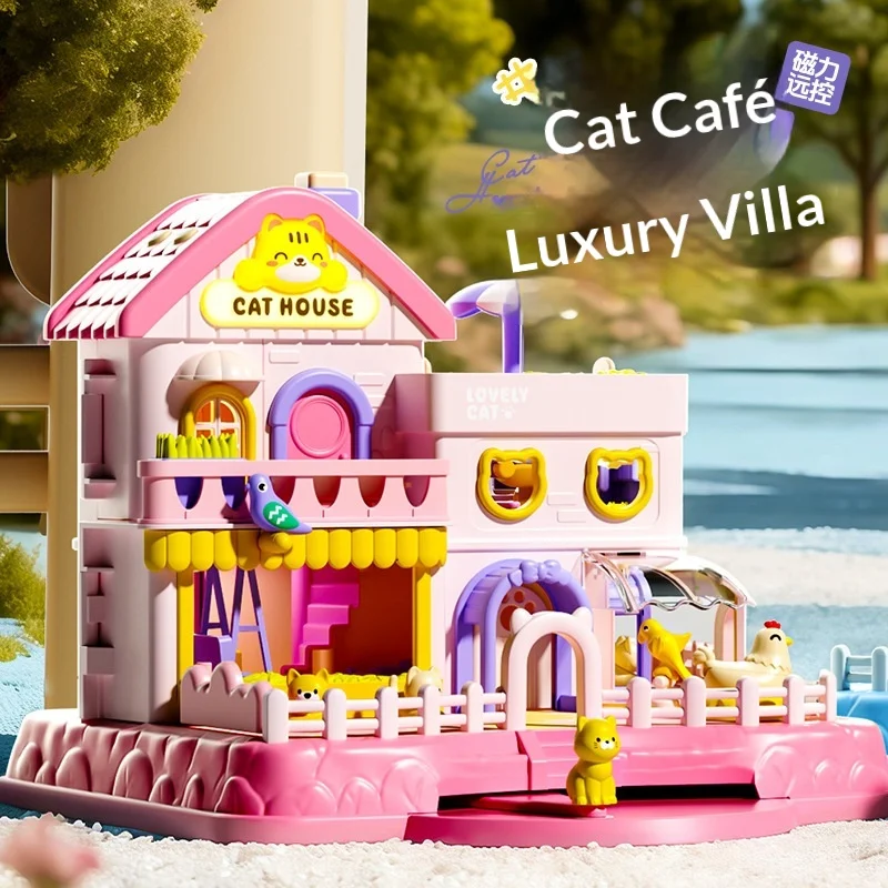 Magnetic Surprise City Building Set Modular House Doll Role Play Toy with Mini Figures for Girls Creative Gift