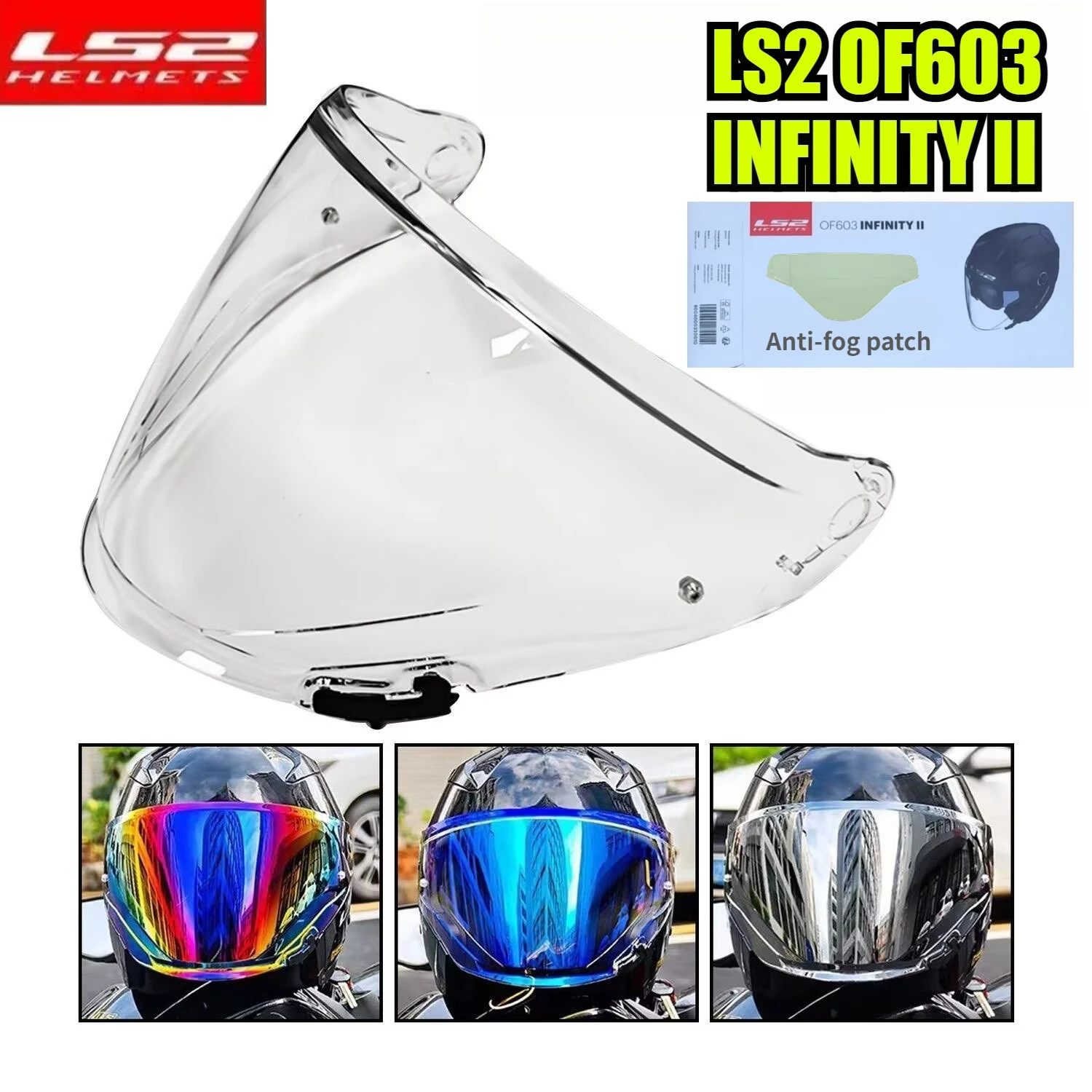 

LS2 OF603 Infinity II Helmet Lens of603 Helmet green Visors Lens Helmet Windshield Replacement Accessories Anti-fog sticker