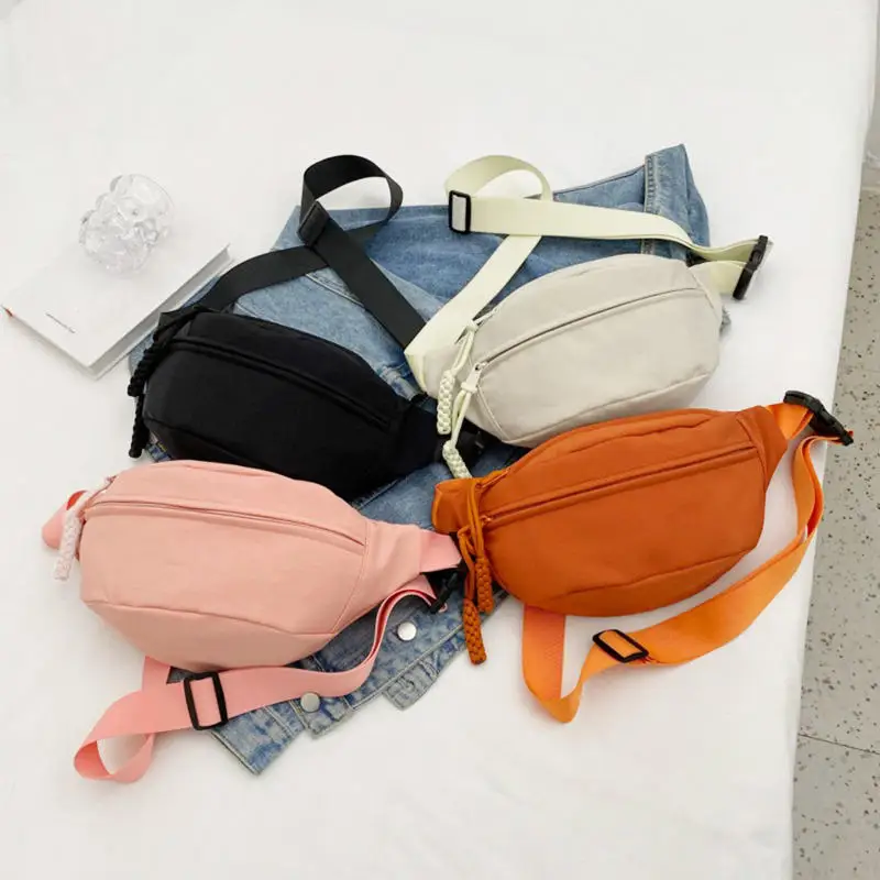 

Ladies' Casual Diagonal Cross Bag Fashionable Sports Niche Versatile Banana Bags Solid Color Canvas Chest Bags