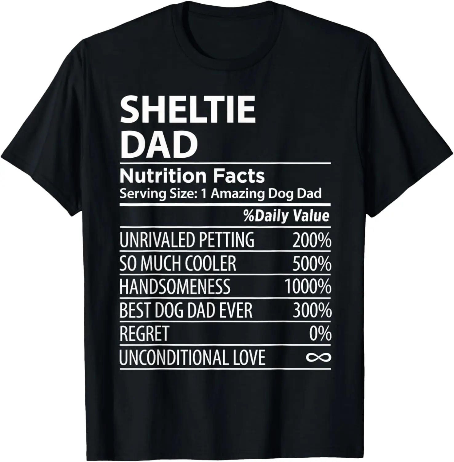 Sheltie Dad Nutrition Facts Funny Sheltie Dog Owner T-Shirt