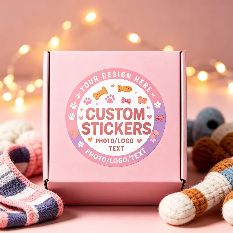 Individuell gestalteter Aufkleber, laden Sie Ihr Logo-Bild hoch, langlebige Etiketten für Geschenkboxen, Tierleckerli-Verpackungen und Dekorationen für Feiertagstreffen. – Detail 9