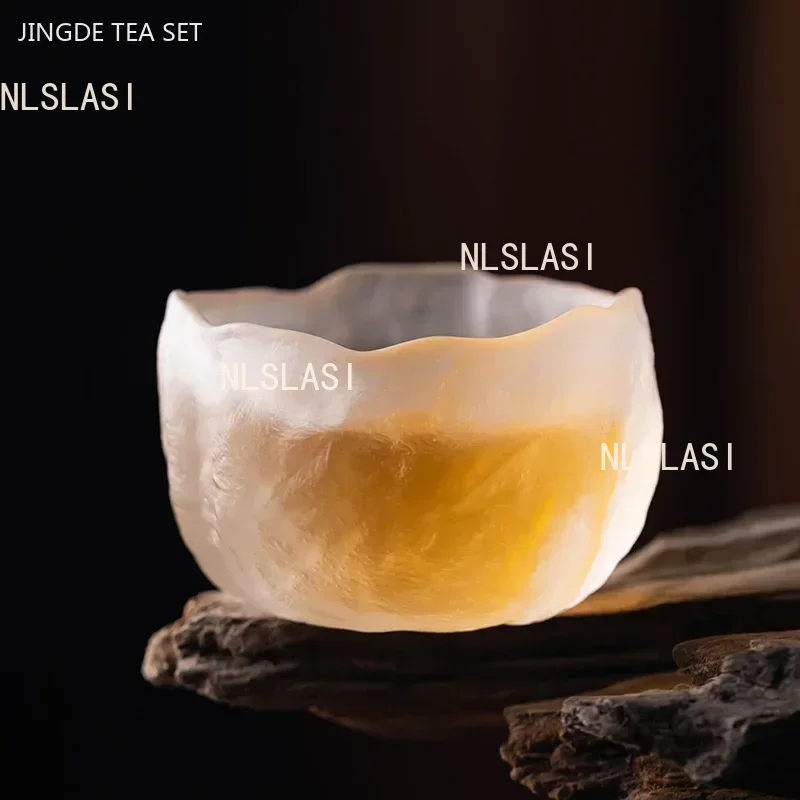 1Pc Japanese Glass Tea Cup Portable Personal Single Cup Tea Set Accessories Lotus Teacup Custom Household Drinkware