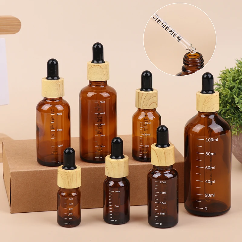 Bottiglia per pipetta liquida Bottiglie riutilizzabili Bottiglie contagocce da viaggio da 5 ml-100 ml con reagente in scala Goccia per gli occhi Aromaterapia in vetro ambrato