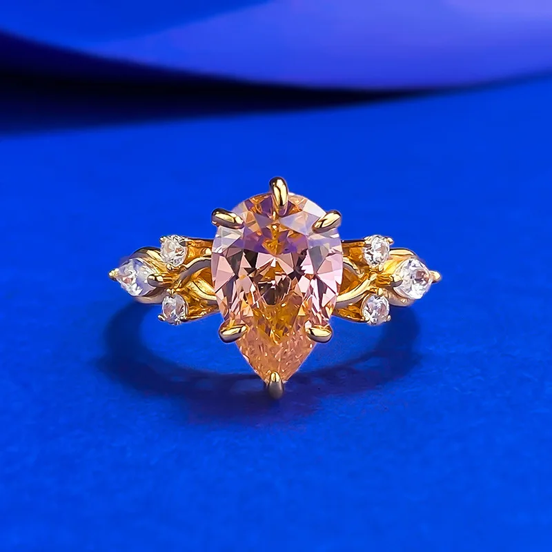 

Luxury 8x12mm High Carbon Diamond Rings for Women - Gold Platd Engagement Ring & Bridal Wedding Band Party Jewelry Gift