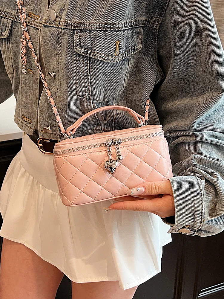 Trendy Diamond Lattice Box Tote Handbags and Purses Women Shoulder Crossbody Bags 2024 New Ladies Messenger Bag High Quality