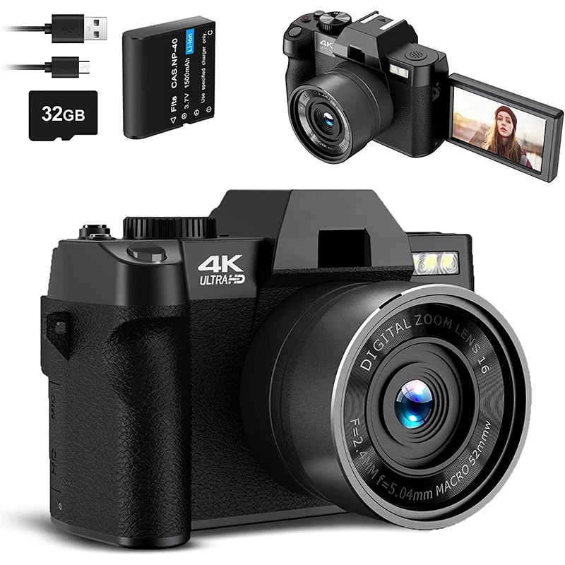 

G-Anica Digital Camera for Photography and Video 4K 48MP Vlogging Camera for YouTube with 180° Flip Screen 16X Digital Zoom