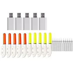 10 pcs/lot LED Light Stick With 10 Rechargeable Battery CR322 CR425 Clip on Fishing Rod Glowing Lamp Night Fishing P003
