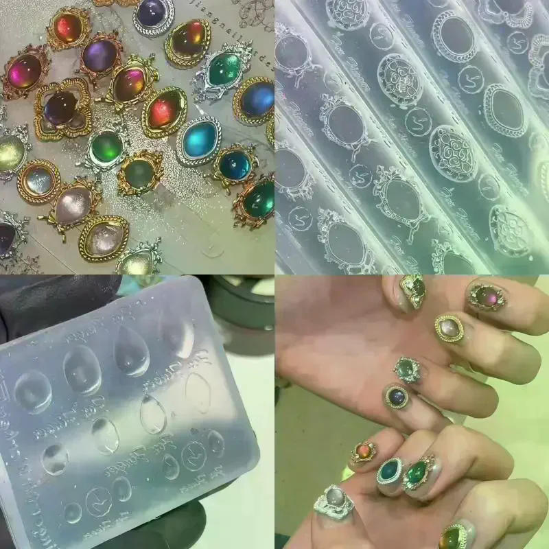 /ACR/Photo Frame 3D Transparent Nail Art Mold Silicone Carving Template DIY Nail Art Decorations Manicure Design Tools Gemstone