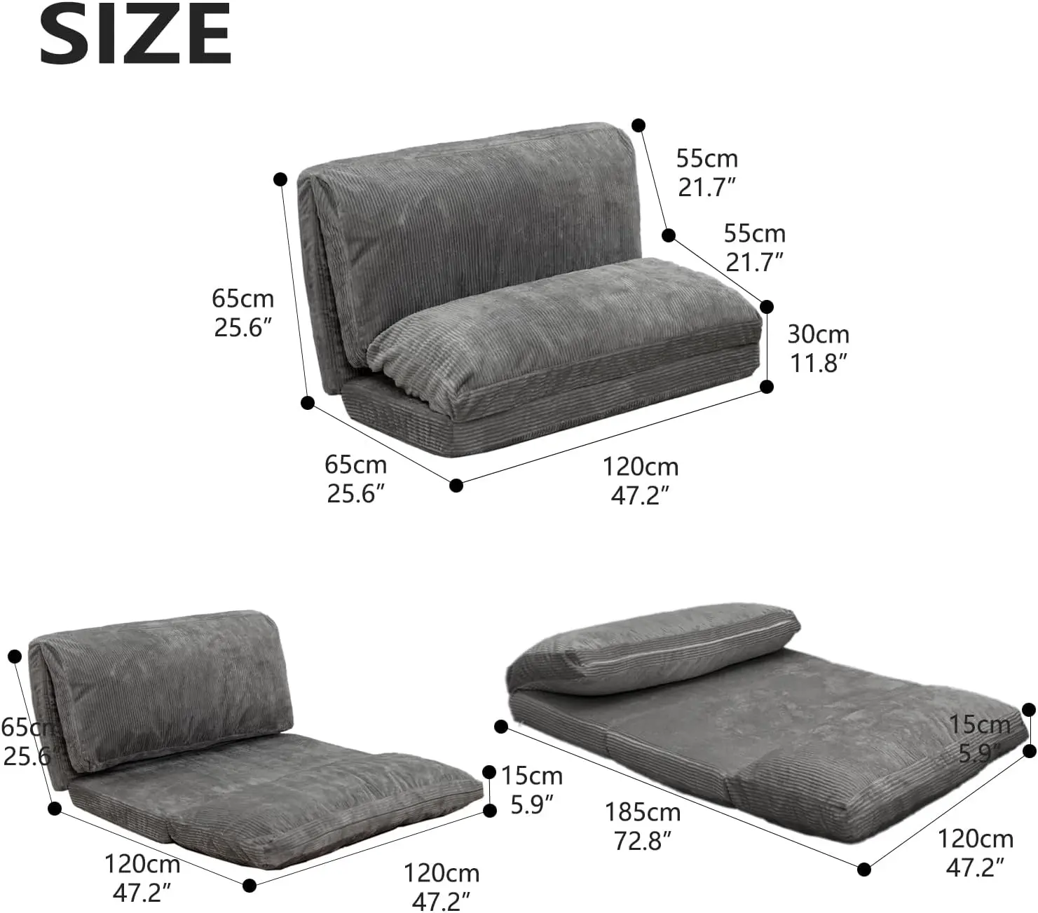 N&V Folding Matress Sofa Bean Bag Bed, Foam Filling Folding Matress Sofa, Includes Removable And Machine Washable Cover, Soft