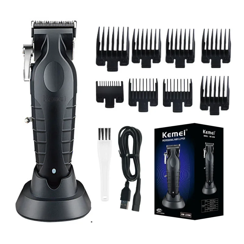 Kemei KM-2296 Professional Rechargeable Hair Trimmer Original Adjustable Hair Clipper USB Carving Barber Salon 2 years warranty