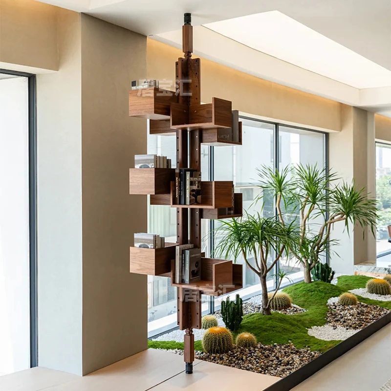 

Italian Apollo rotating bookshelf vertical ebony villa living room corner creative multi-layer storage display rack