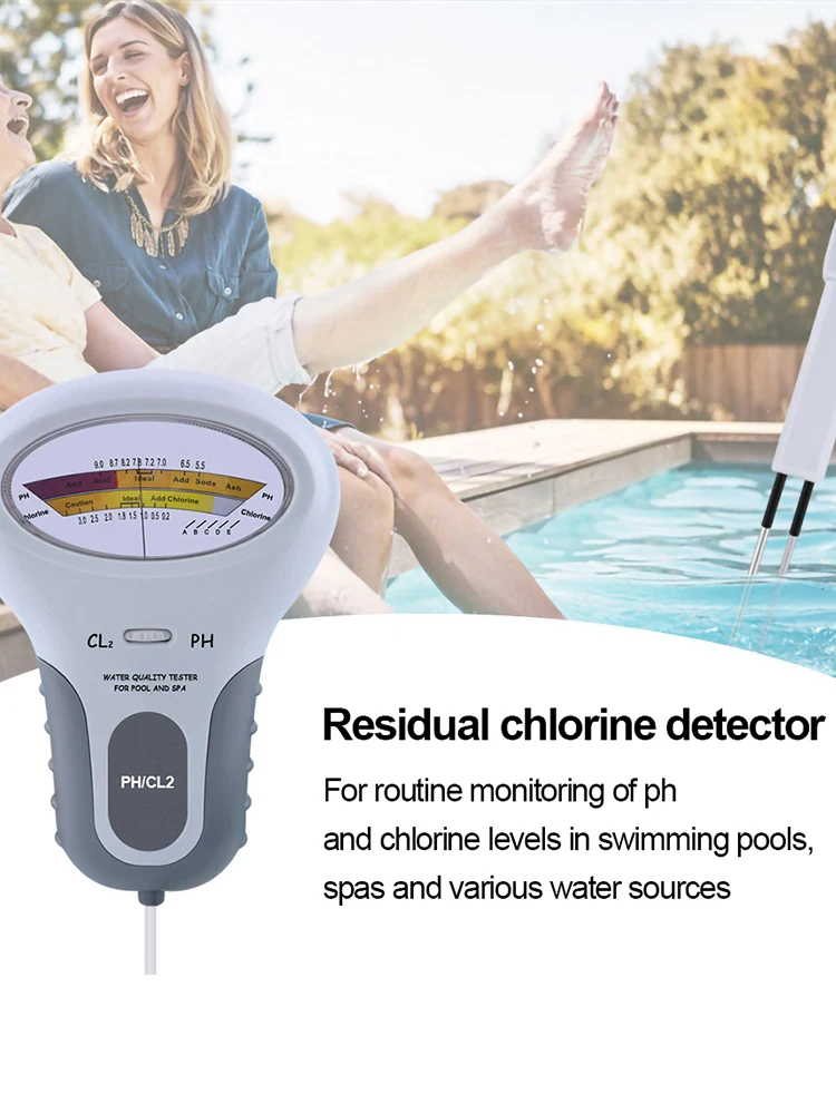 المهنية PH الكلور Cl2 مستوى متر فاحص مع التحقيق لحمام السباحة سبا PH الكلور متر CL2 قياس