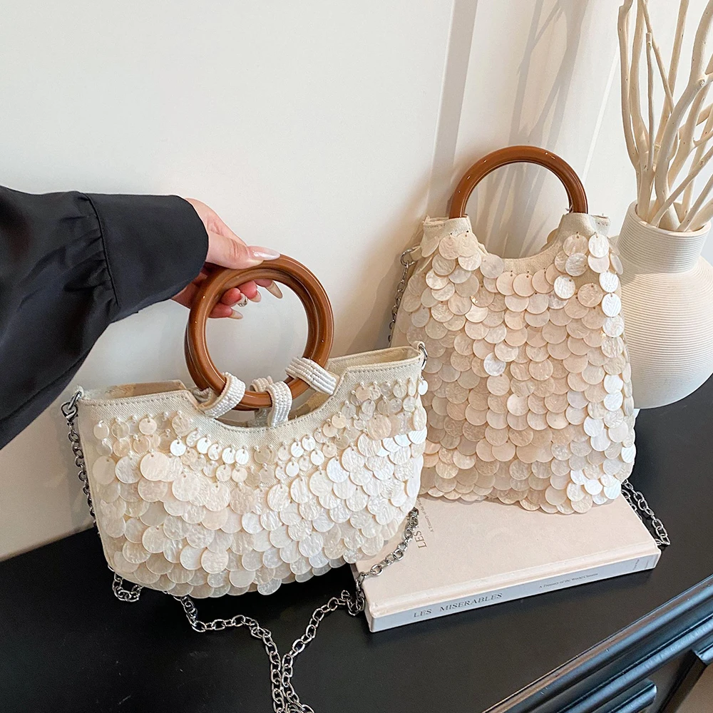 

Light Luxury Sequins Beading Chain Crossbody Bag Women's Summer New Casual Soft Buckle Handbags Versatile Commute Shoulder Bags