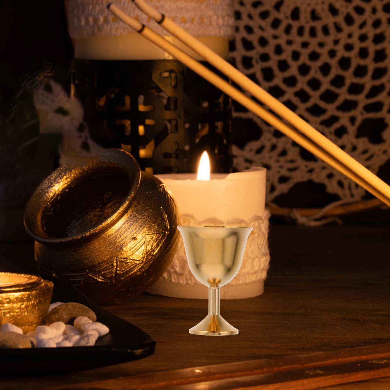 

2 Pcs Vintage Cups Tea Brass Goblet Home Bar Household Chalice Desktop Cup Desktop Table Kitchen Cup Decor
