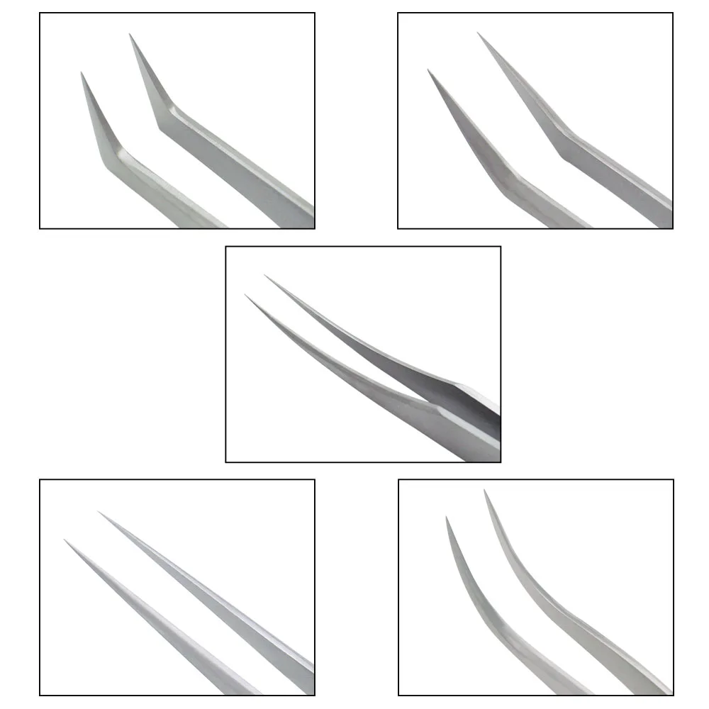 Matte Gray Anti-static Straight Eyelash Extension Tweezers Eyebrow Tweezers Makeup Tools Industrial Precision Curved Straight