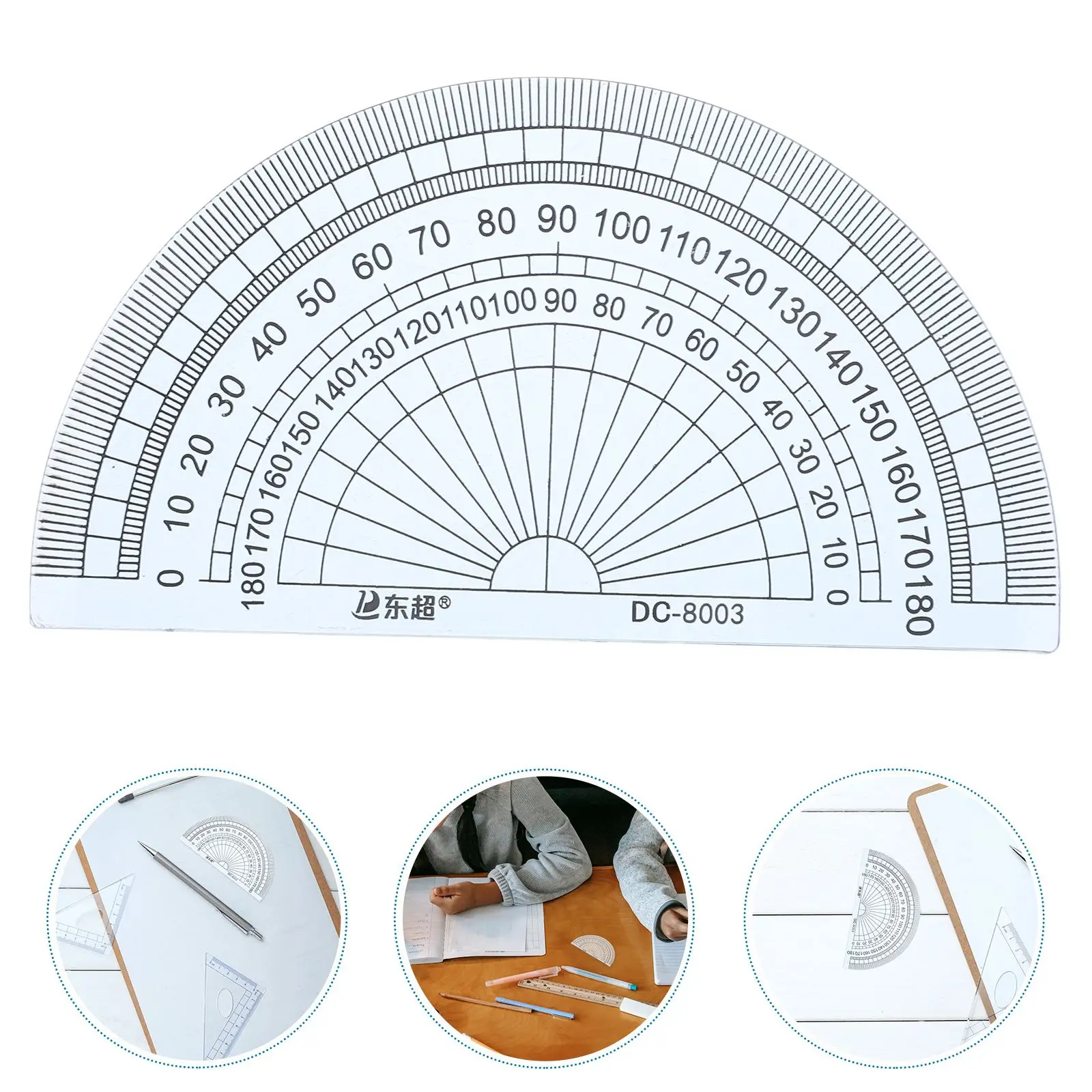 20 Pcs Protractor Rulers 180 Degrees Angle Measurement Office School Students Teachers Plastic Lightweight Math Problems