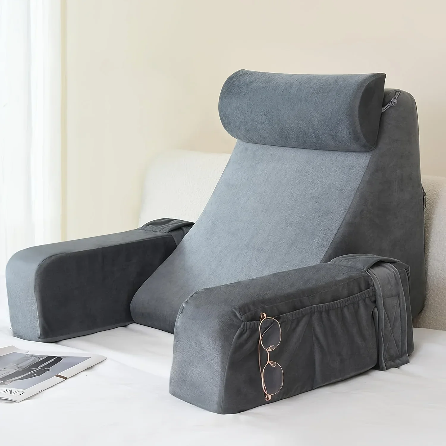 Leeskussen voor bed Extra groot armleuningkussen Traagschuim Bedrustkussen voor lezen TV Gaming Comfort Bed Stoelkussen