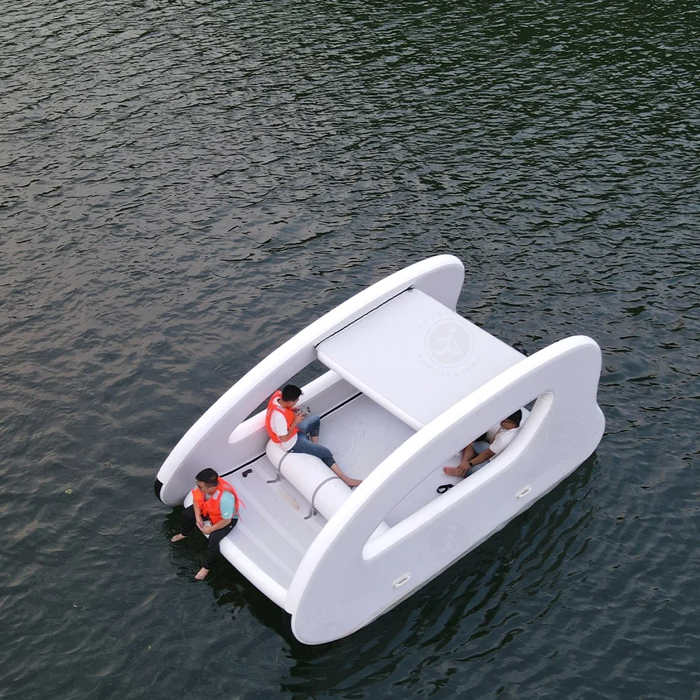Water Drop Solar Electric Inflatable Boat Portable Catamaran Appearance Inflatable Mini Fishing Yacht