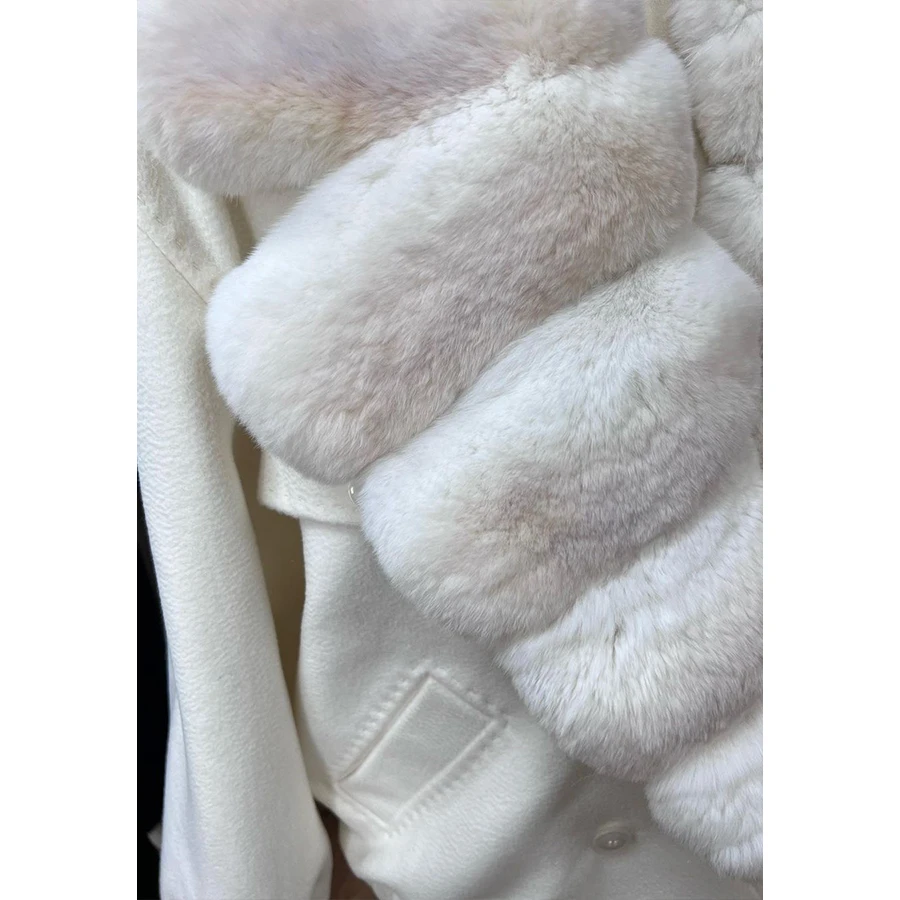 Winter Warm Fur Accessory Real Fur Collars Fashion White Fur Collars Rex Rabbit Fur Collar Luxury Natural Fur Accessory