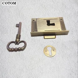 Classic Retro Brass  European Antique Drawer Cabinet Locks Dresser Cabinet Hidden Closet Door Lock Furniture Hidden With Key