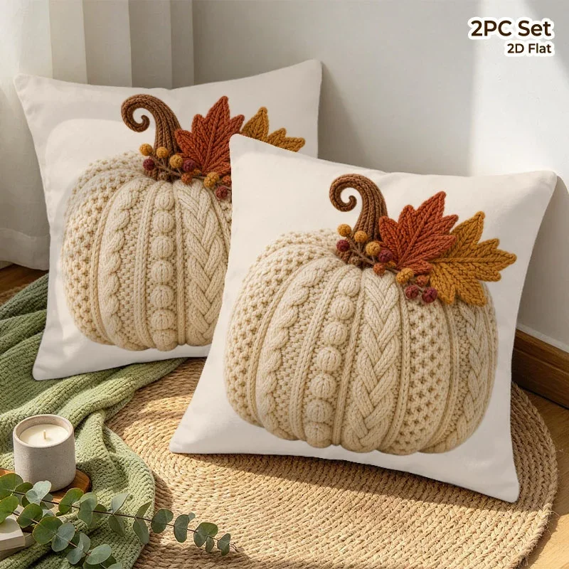 2pcs Home Decor Christmas Tree & Bow Printed Pillow Covers Pattern Cushion Cover Suitable for Sofa Bedroom Car Pillow Cover