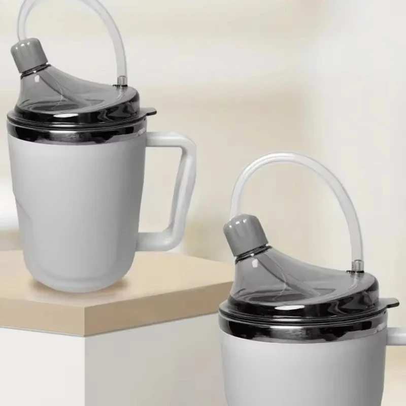 Elderly care cup anti suffocation straw leak proof design  stainless steel inner layer advanced drinking water auxiliary product