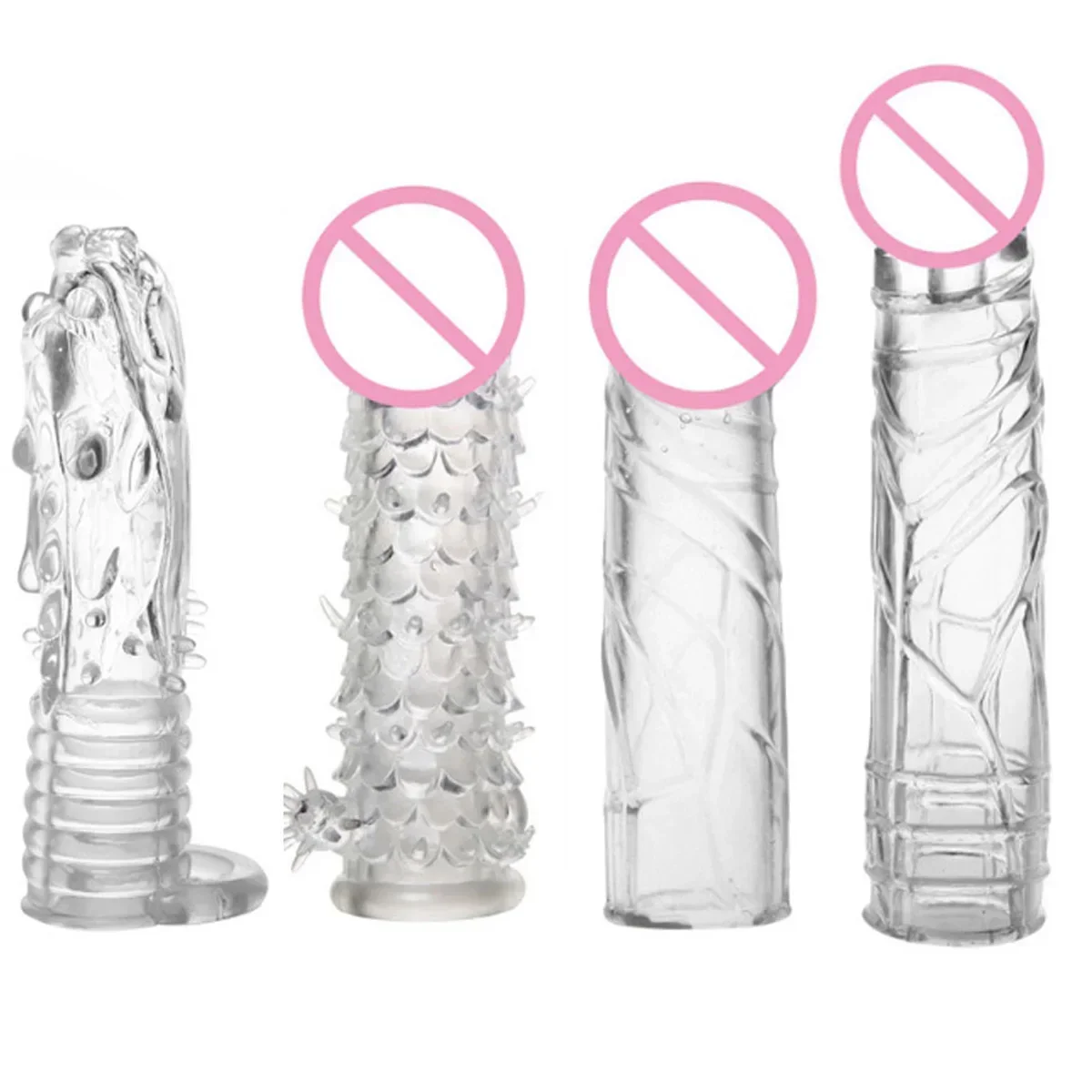 

4 Types Thicken Penis Enlarge Sleeve Reusable Condom Cock Extender Delay Ejaculation Sex Toys For Men Intimate Goods Sex Shop