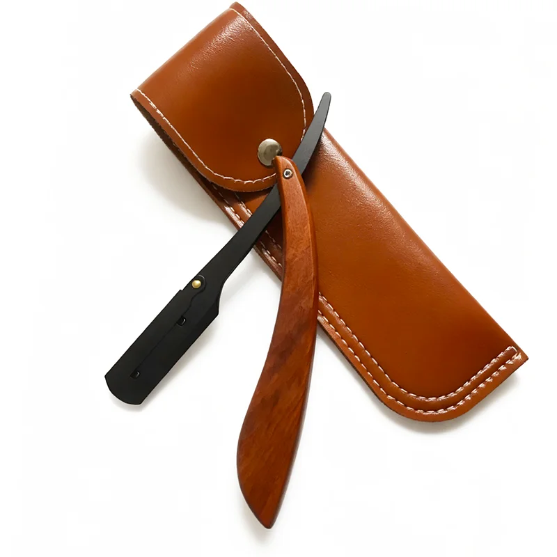 

Деревянные мужские парикмахерские инструменты для бритья, бритва для волос, складной нож для бритья, прямой держатель для бритвы из нержавеющей стали