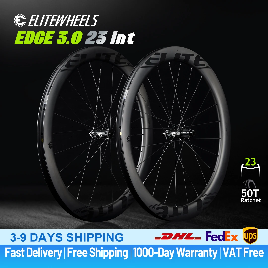 ELITEWHEELS EDGE DISC 3.0 Carbon-Laufradsatz 50T Ratchet-System Center Lock Wing 20 Speichen UD Matt Roh