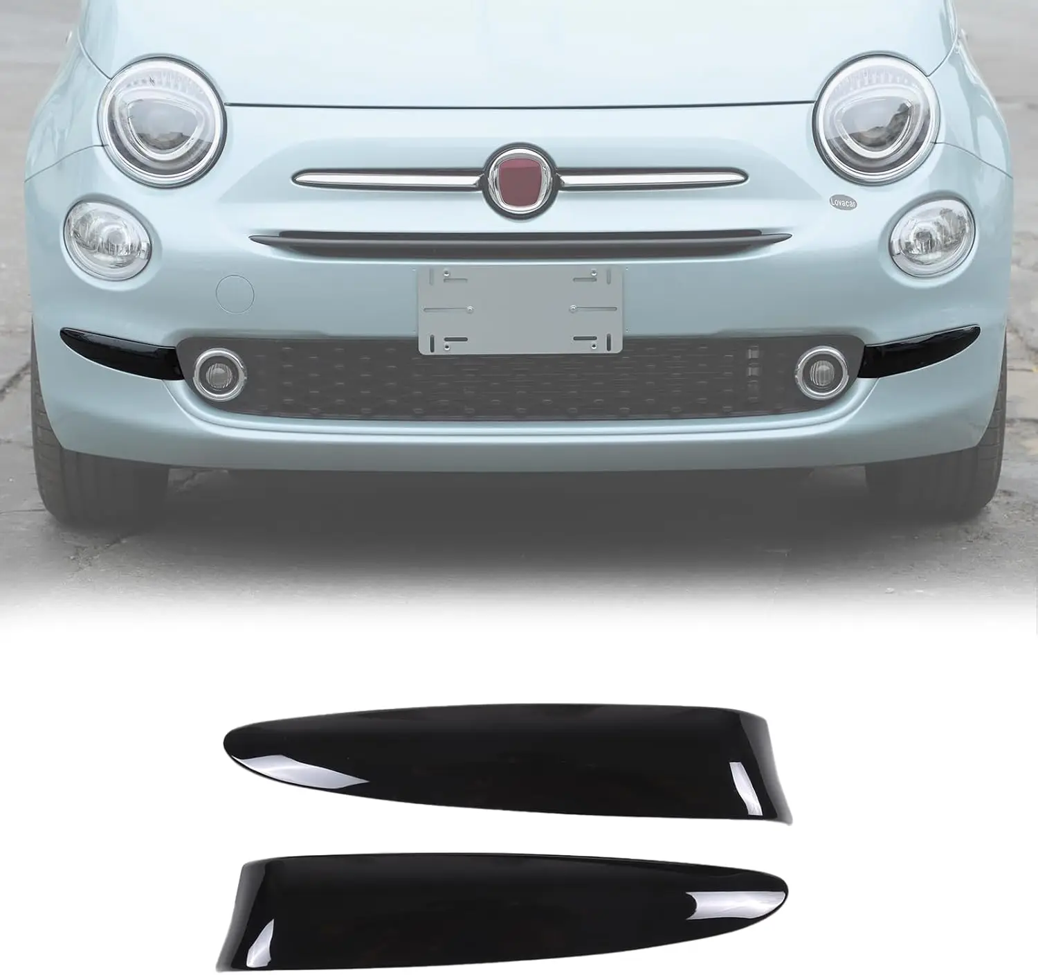

2PCS ABS Car Front Bumper Side Cover Strip For Fiat 500 2016-2025 Front Grill Covers Center Grille Inserts Cover Trim