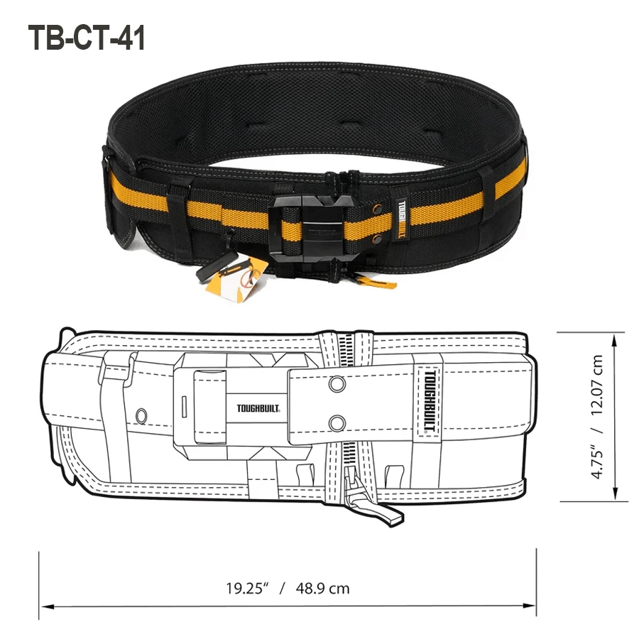 Imagem -03 - Toughbuilt Construção Ferramenta Cinto Suspensórios Cinto Acolchoado Heavy Duty Buckle Espuma Confortável Ombro Pad Tb-ct51g Tb-ct41