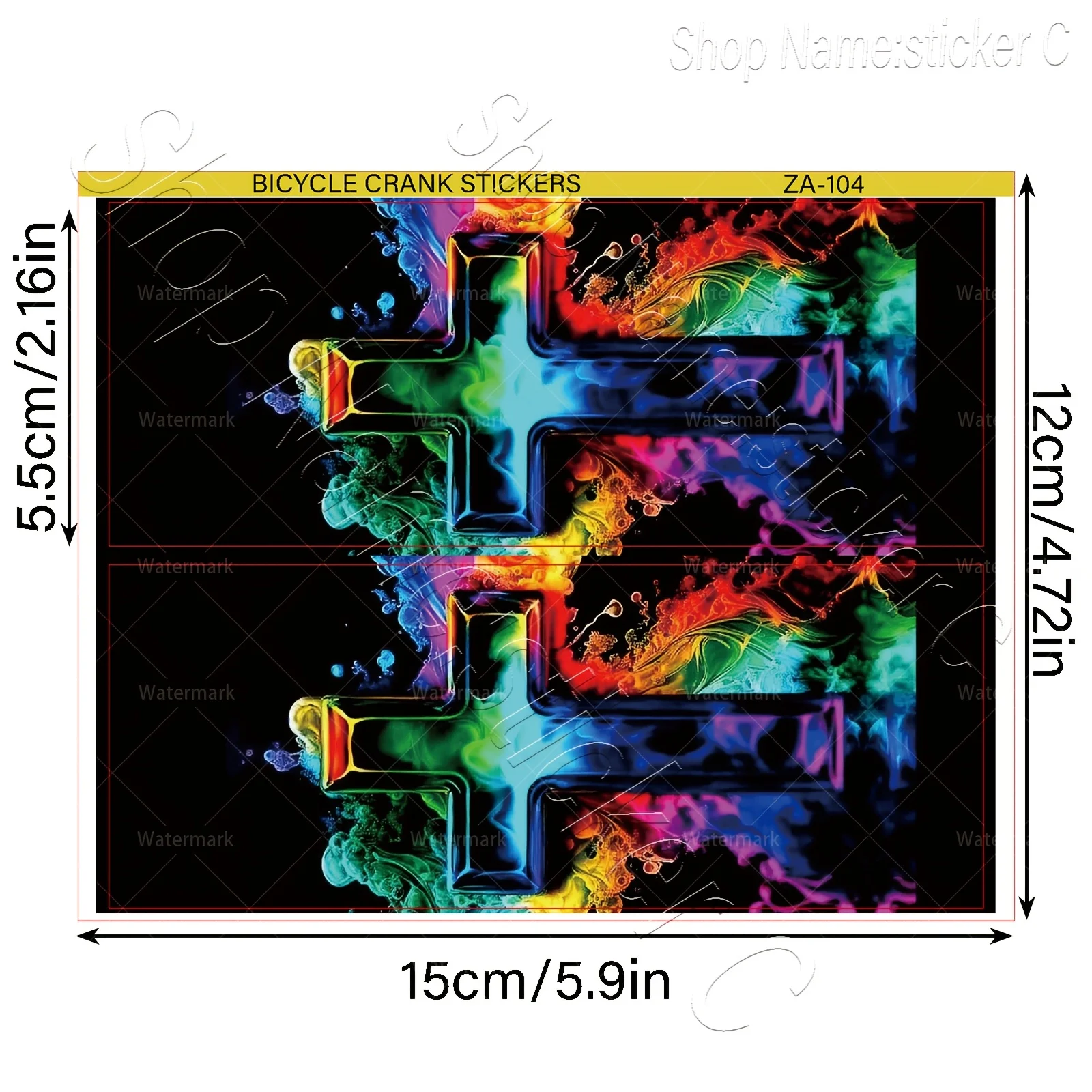 1pair Rainbow Ink Splash Bike Crank Stickers, Waterproof Anti-scratch Decals for MTB & Road Bike