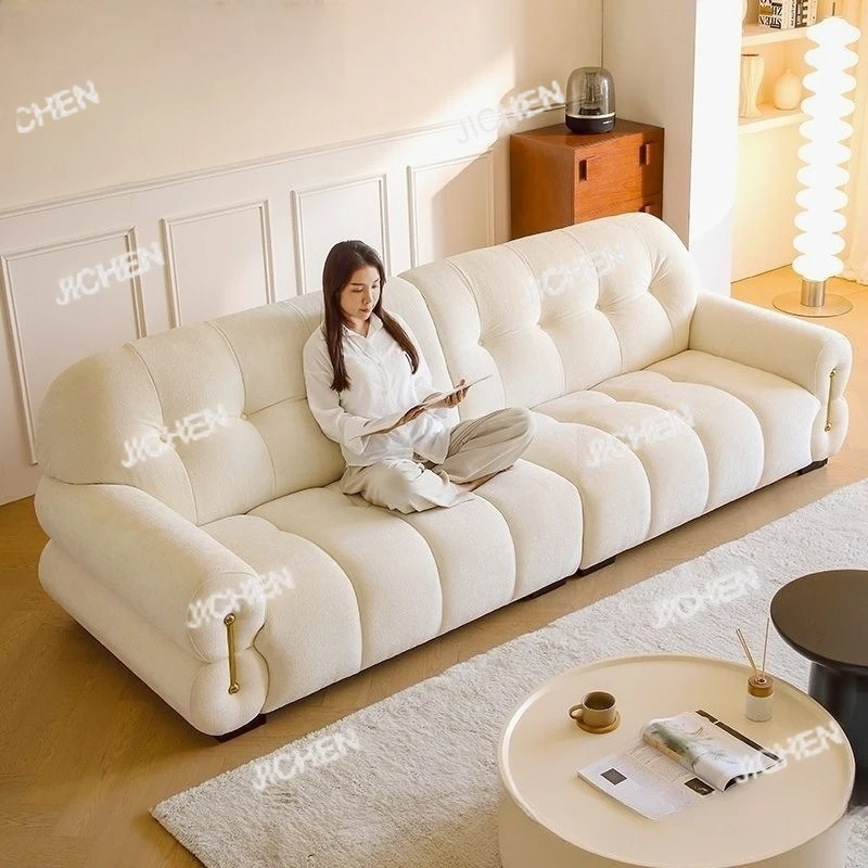 

French Cream Wind Marshmallow Fabric Sofa Living Room Modern Simple Small Apartment Cloud Sofa Chair