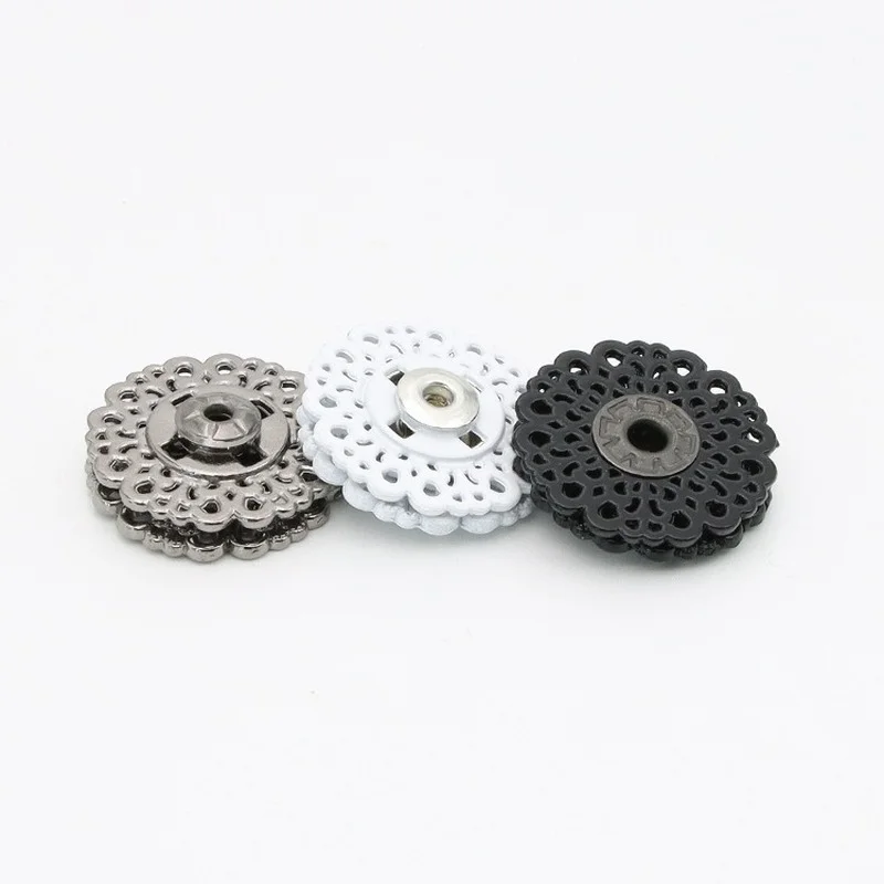 15/18/21/25/30mm Snowflake Invisible Snap Button Flower Clasp Button for Women Coat Sweater Clothes Cardigan Sewing Decoration