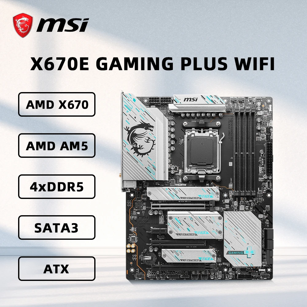 

Материнская плата MSI X670E GAMING PLUS WIFI с поддержкой 7900X 7800X3D 7700 7600X 7500F Процессор DDR5 7800 МГц M.2 NVME PCIe 5.0 AMD X670 AM5