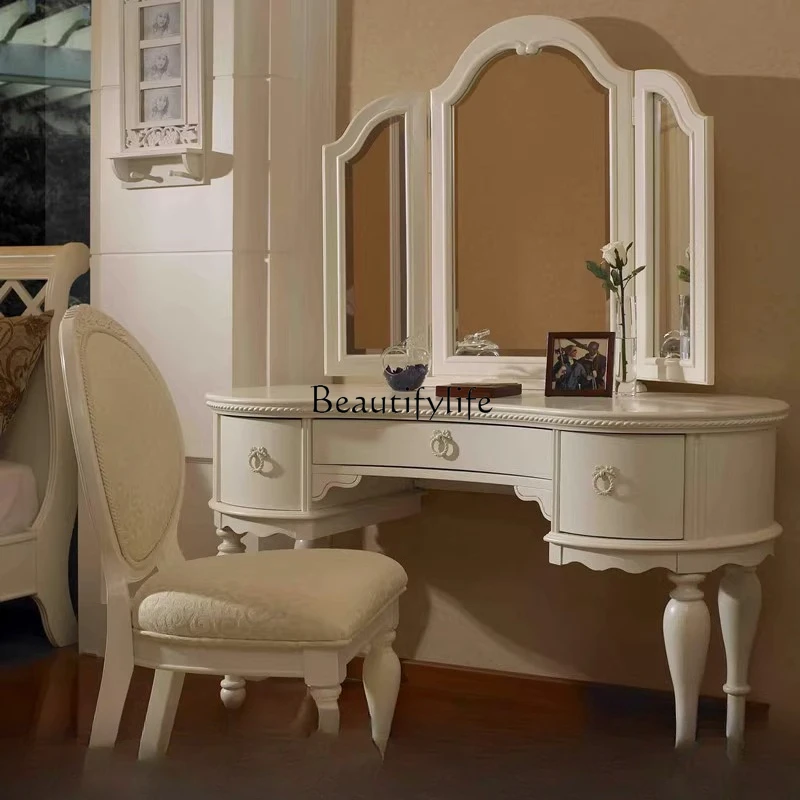

European dresser simple can close mirror retro style dressing table mirror combination
