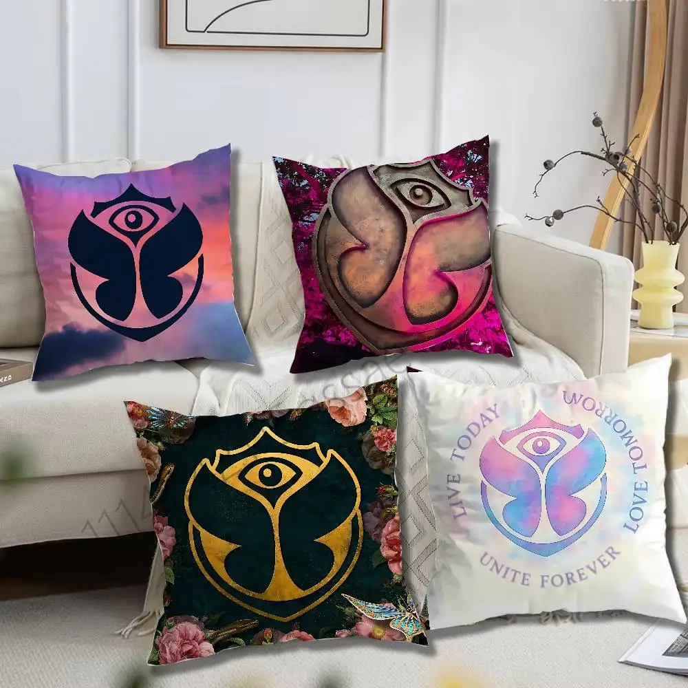 T-Tomorrowland Music Pillow cases Organic Linen Pillow Case Double-Sided Print Cushion Cover for Sofa Home Decor Gift