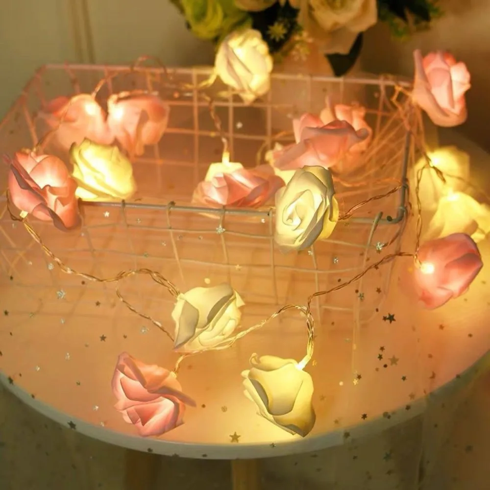 

Romantic LED Rose String Lights Warm White 1.5/3 M Simulated Flowers Lights 10/20 LED Flower Garland Fairy Lights