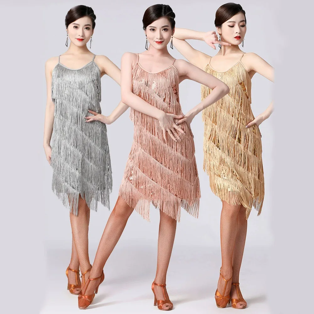 latin-dance-sequin-tassel-dress-v-neck-party-dance-dress-performance-costume-stage-performance-competition-costume